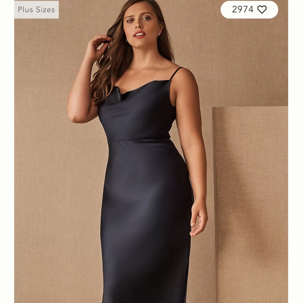 Anthropologie BHLDN Midnight Blue Cali Midi Gown cowl Neck for Wedding Guest